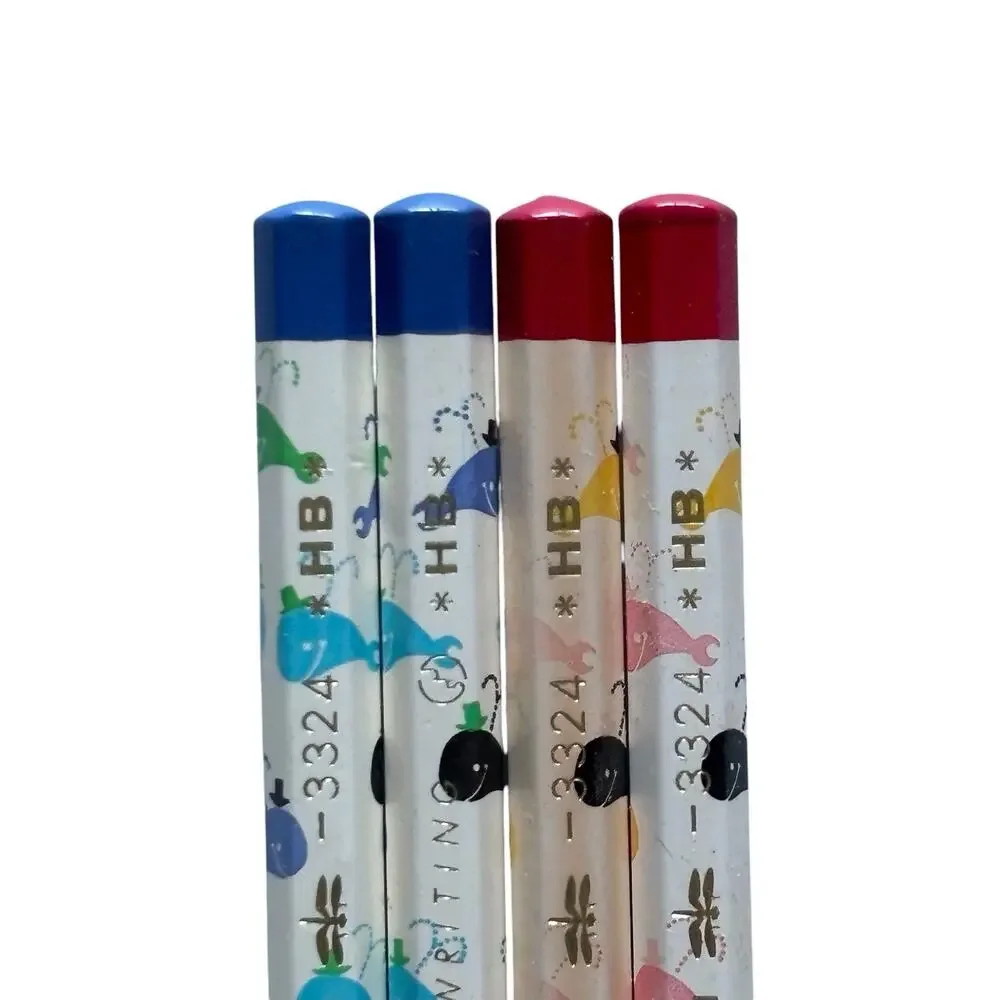 4 Tombow 3324 HB Pencils Made in Japan, JIS Mark Vintage Whales Master Writing